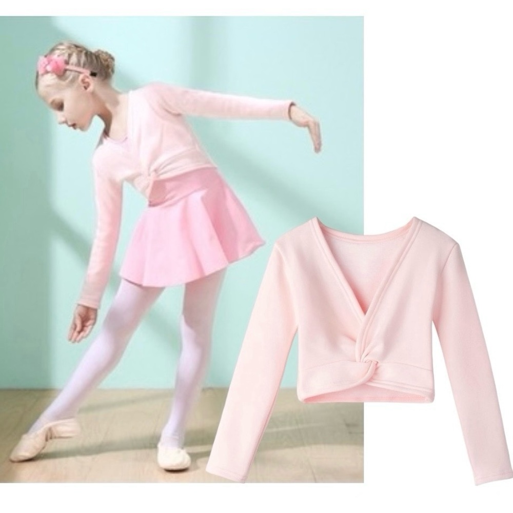LISIANTHUS 🩰 Girls' Classic Thick Ballet Long Sleeve Wrap Top | Sz 2-3T